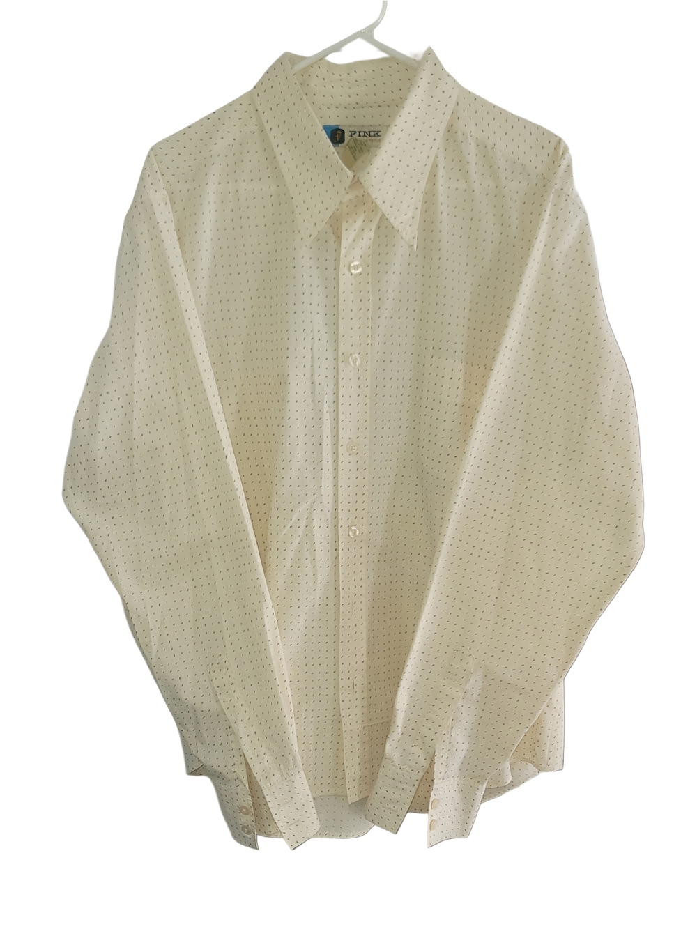 Vintage 1970's NWOT Fink Clothing Brand, Men's Cream Long-Sleeve Dress Shirt